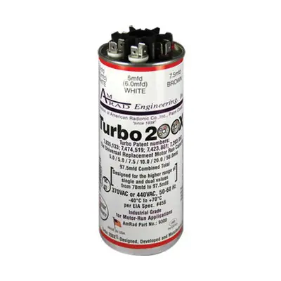 Amrad TURBO200X Motor Run Capacitor, 97.5 uF, 370/440 VAC