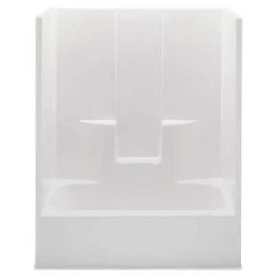 Aquatic 2603SGR-BI 1-Piece Tub Shower Stall Everyday 60 in L x 32 in W x 72 in H Gel-Coated/Biscuit