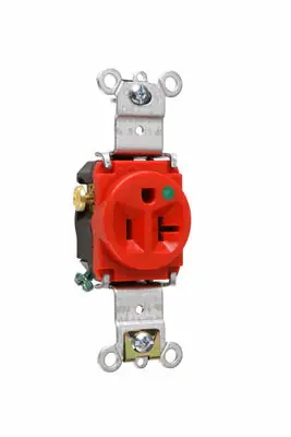 Pass & Seymour 8301RED Heavy-Duty Hospital Grade Single Receptacle, Back & Side Wire, 20A 125V - Red