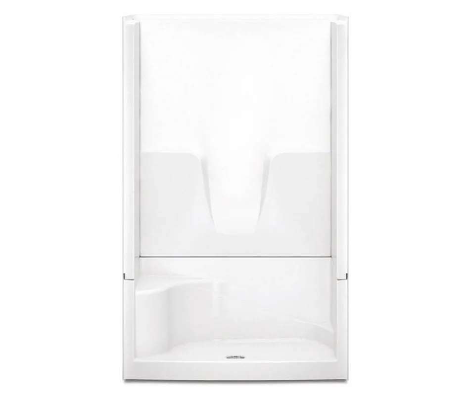Aquatic 148344PSCL-WH Shower with Left Hand Seat, Center Drain, 48 x 34 x 76 Inches, White
