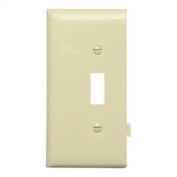 Pass & Seymour PJSE1I 1-Toggle Switch Ivory Smooth Nylon Semi-Jumbo End Sectional Wallplate