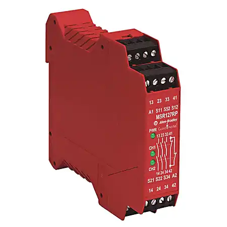 Allen-Bradley 440R-N23135 24 VAC/VDC 3NO 35 mm Din Rail Monitored Manual Single Function Safety Relay