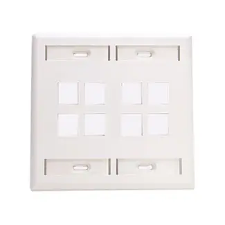 Leviton 42080-8WP Dual Gang QuickPort Wall Plate with ID Windows, 8-Port, White