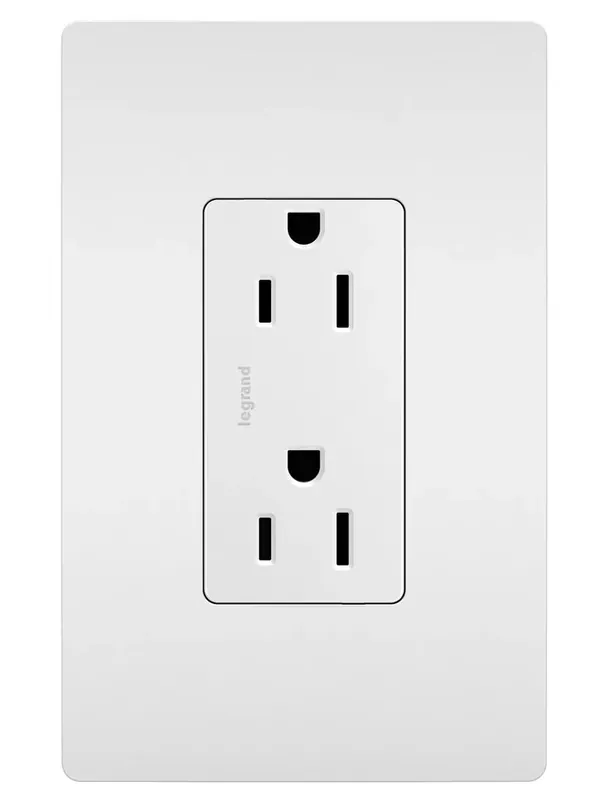 Pass & Seymour 885-TRSW Decorator Tamper-Resistant Receptacle, Self Grounding, 15A 125V - White