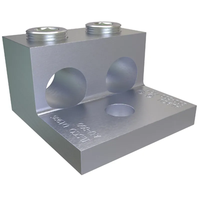 Ilsco AU-800 Aluminum Mechanical Lug, Conductor Range 800-300, 2 Ports, 1 Hole, 5/8in Bolt Size, Tin Plated, UL, CSA
