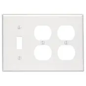 Leviton 86047 3-Gang 1-Toggle 2-Duplex Device Combination Wallplate Standard Size