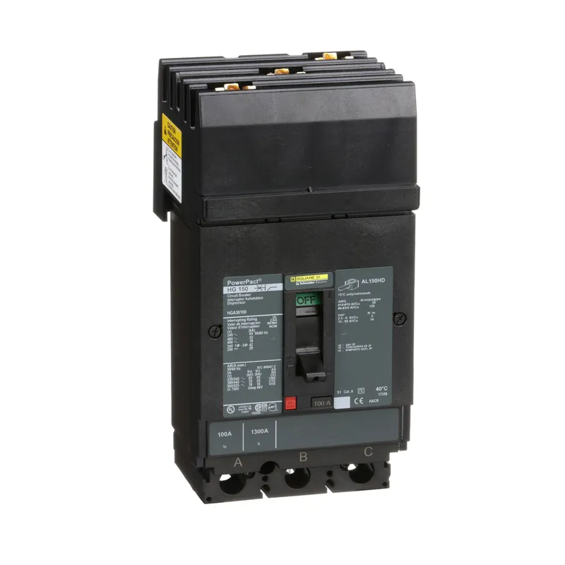 Square D HGA36100 Molded Case Circuit Breaker 600 Volt 100 Amp