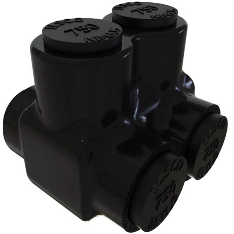 Ilsco PBTD-2-750 Nimbus Insulated Aluminum Multi-Tap Connector, Conductor Range 750-250, 2 Ports, Dual Sided Entry, Tin Plated, UL, CSA