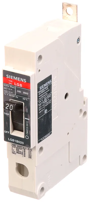 Siemens LGB1B020B Type LGB Low Voltage Molded Case Circuit Breaker 20A 1P 277V 65kAIC