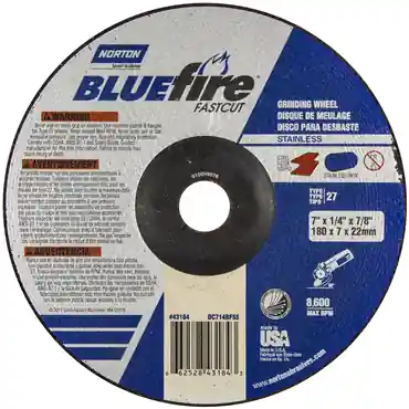 Norton 66252843191 BlueFire INOX/SS Zirconia Alumina Type 27 Grinding and Cutting Wheel