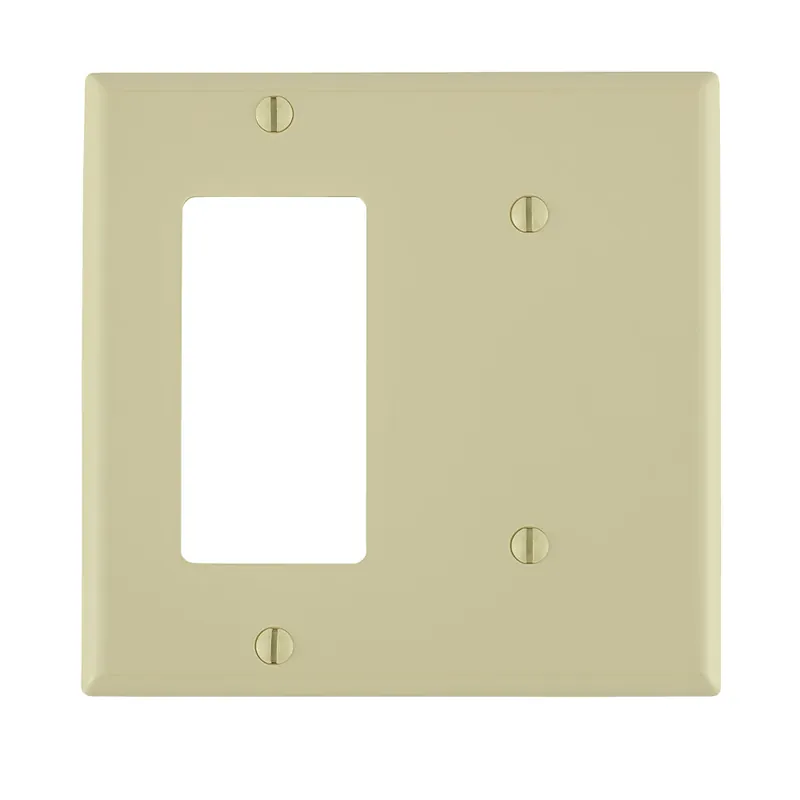 Leviton 80708-I 2-Gang 1-Blank 1-Decora/GFCI Device Combination Wallplate Standard Size