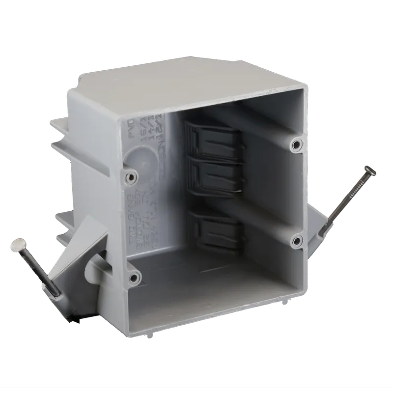 Cantex EZ32DN Switch/Outlet Box, 2-Gang, Depth: 3-5/8, Nail-On, Non-Metallic
