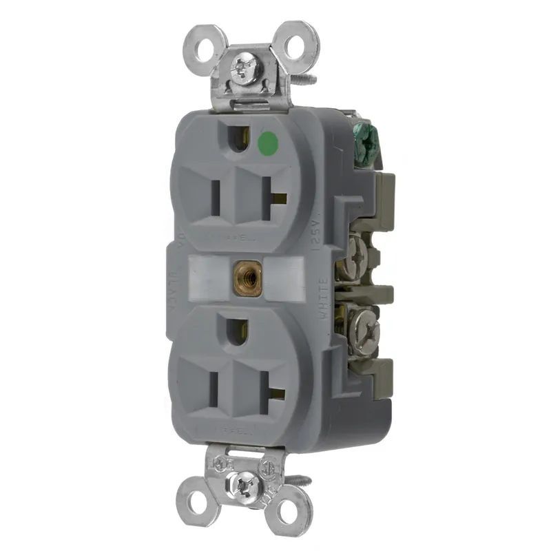 Hubbell HBL8300GY 20 Amp 125 Volt 2-Pole 3-Wire NEMA 5-20R Gray Straight Blade Duplex Receptacle
