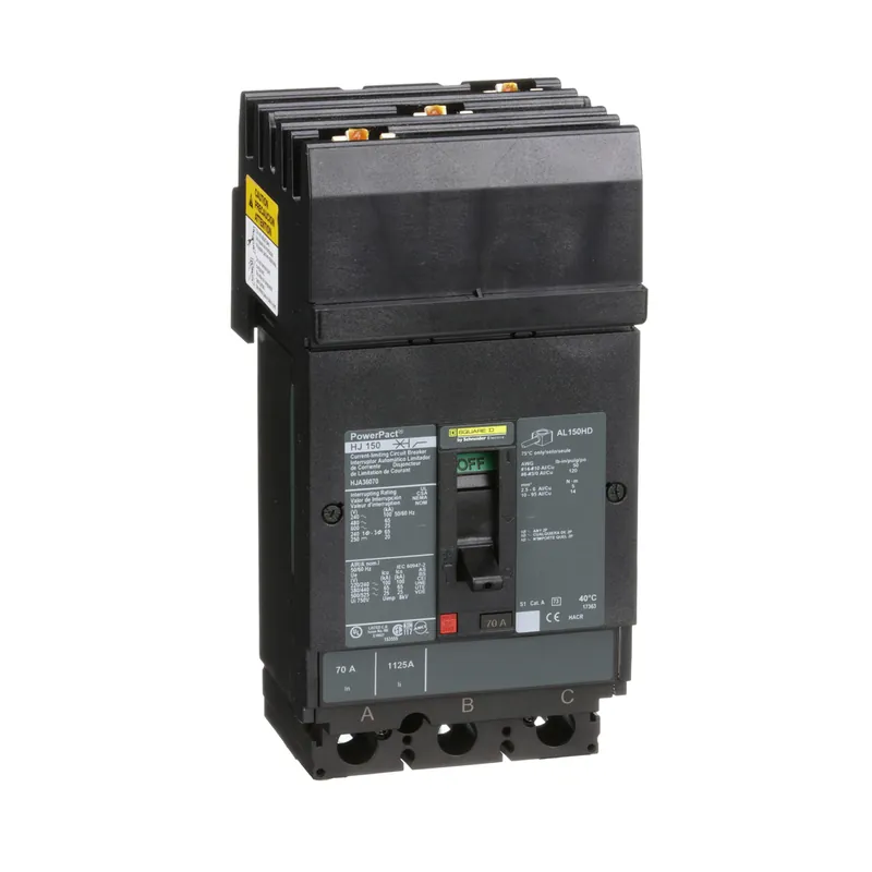 Square D HJA36070 3-Pole 70 Amp 600 Volt Thermal Magnetic Molded Case Circuit Breaker