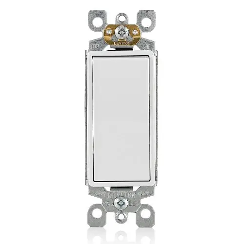 Leviton 5603-P2W Decora 15A 3-Way Switch, Self-Grounding, White