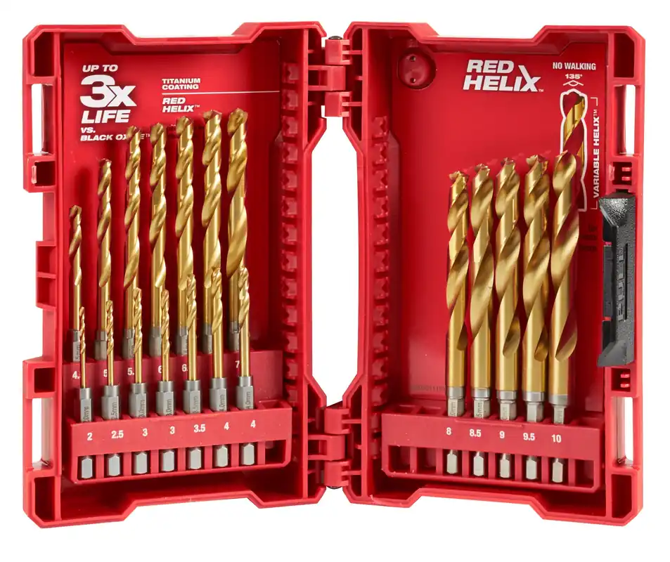 Milwaukee 48-89-4860 19-Piece Metric Titanium SHOCKWAVE Red Helix Drill Bit Kit