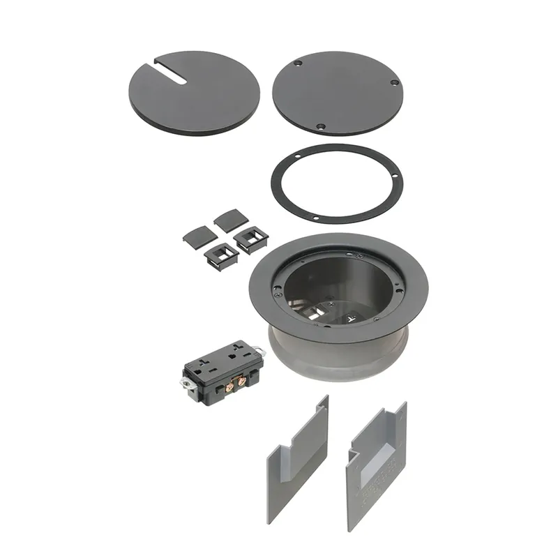 Arlington FLBC5540BL Two Low Voltage Openings Ultra-Thin Stamped Steel Black Powder-Coated Cover with UL Listed 20A Tamper-Resistant Receptacle
