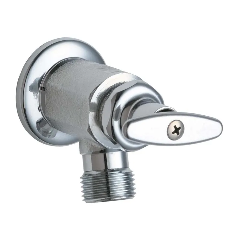 Chicago Faucets 387-RCF Single Cross Handle Wall Mount Service Faucet in Rough Chrome