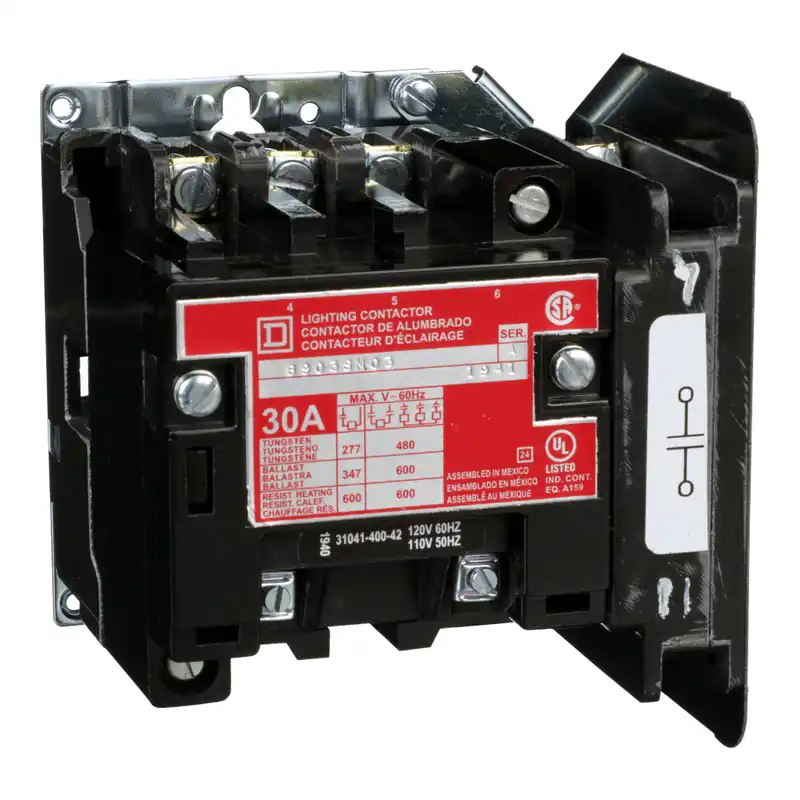 Square D 8903SMO3V02 110/120 VAC 30 Amp 4-Pole Open Type Electrically Held Lighting Contactor