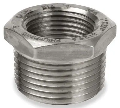 Smith-Cooper International S3114HB010006 1 x 3/4, MPT x FPT, Class 150, Cast 304 Stainless Steel, Sanitary, Outside Hex Head, Heavy Pattern, Reducing, Bushing