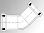 Harco Fittings 122-060 6 x 6, Gasketed x Gasketed, 200 PSI, SDR 21, Lead-Free, PVC, 1-Piece, 45D, Bend