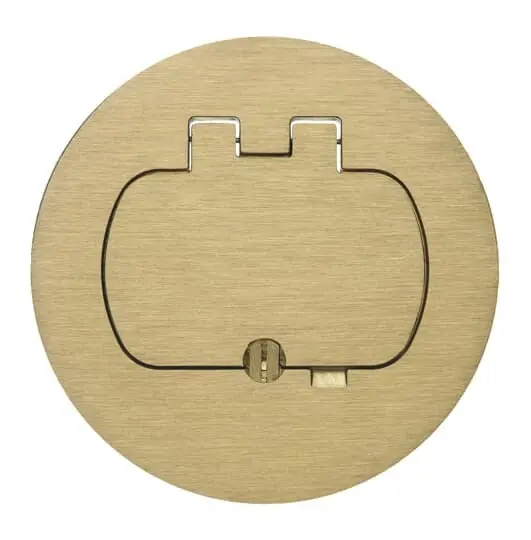 CARLON E97BR Single Door Cover for Round Floor Box, Brass, For use with GFCI and Duplex Devices