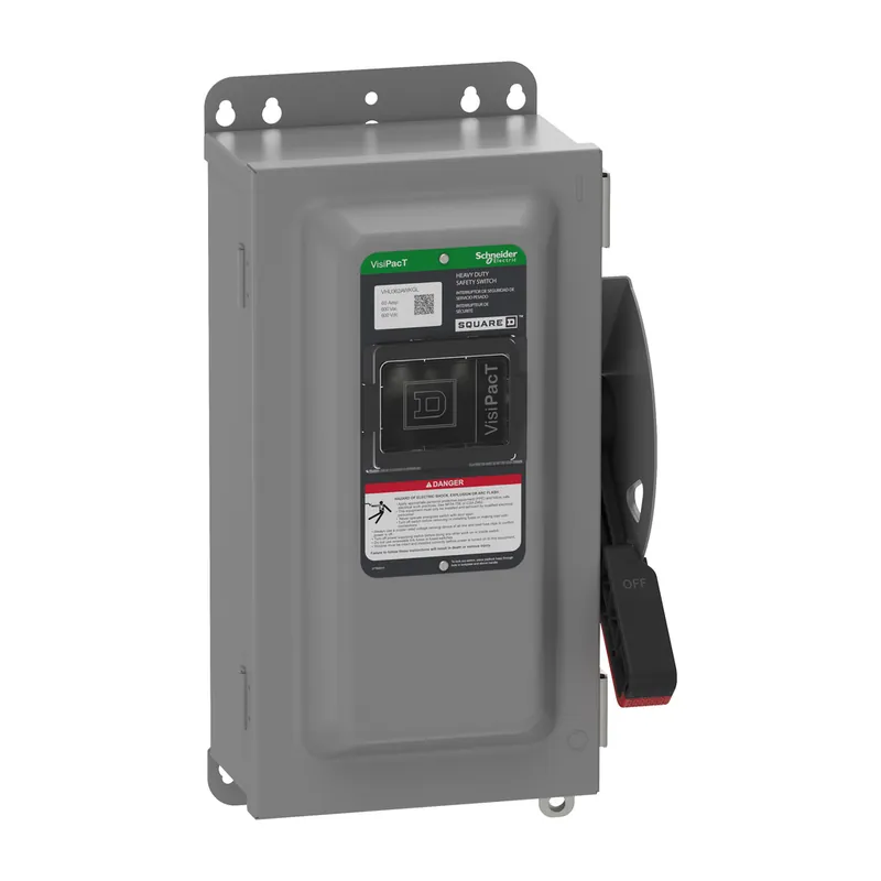 Square D VHU362AWKGL Safety Switch Heavy Duty 600V 60A 3 Pole Ground Lugs
