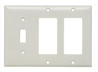 Pass & Seymour SP1262W Combination Wall Plate, 1 Toggle Switch & 2 Decorator, Three Gang, White