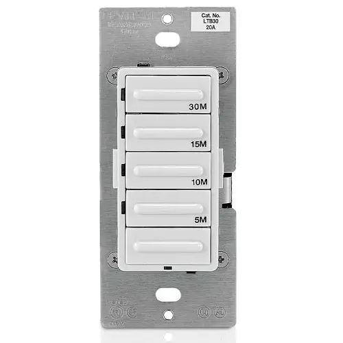 Leviton LTB30-1LZ Decora Countdown Timer Switch 120 Volt 20 Amp 1800 Watt