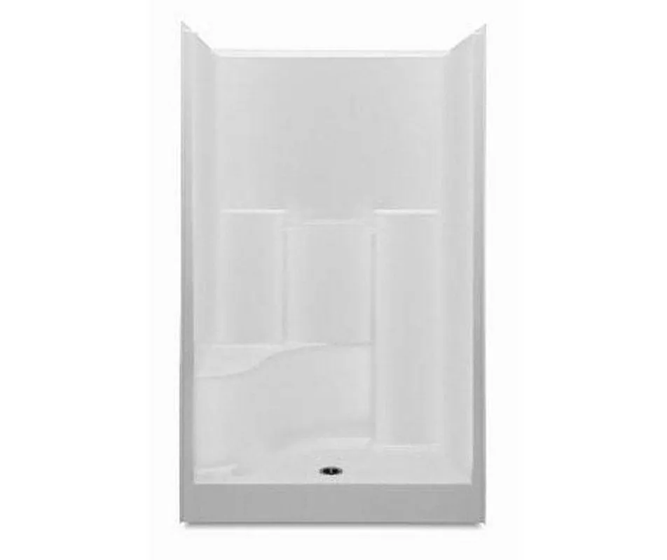 Aquatic 1483STSR-WH Shower with Right Hand Seat, Center Drain, 48 x 36 x 76 Inches, White