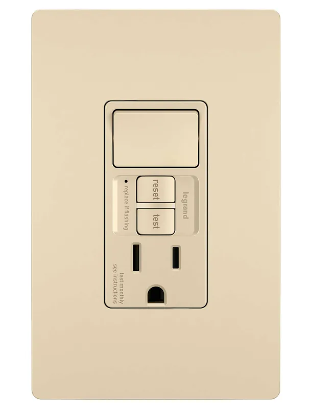 Legrand 1597SWTTRICCD4 Combination Tamper-Resistant 15A Self-Test Switch/GFCI - Ivory
