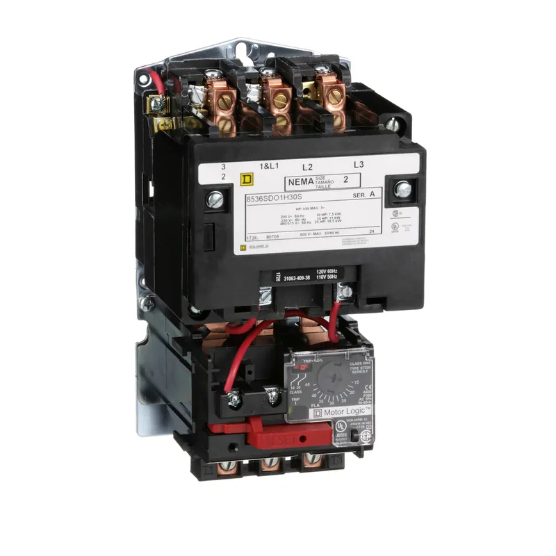 Square D 8536SDO1V02H30S 110/120 VAC 45 Amp 25 Hp 3-Pole Open Type Full Voltage Non-Reversing Magnetic Starter