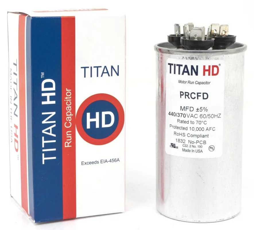 Titan HD PRCFD406A 40/6 MFD Round Dual Motor Run Capacitor 440/370V