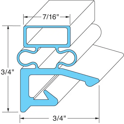 Gasket Door 7/16 Inch 3 Sided Replacement MPN for Vulcan Hart 280984-10