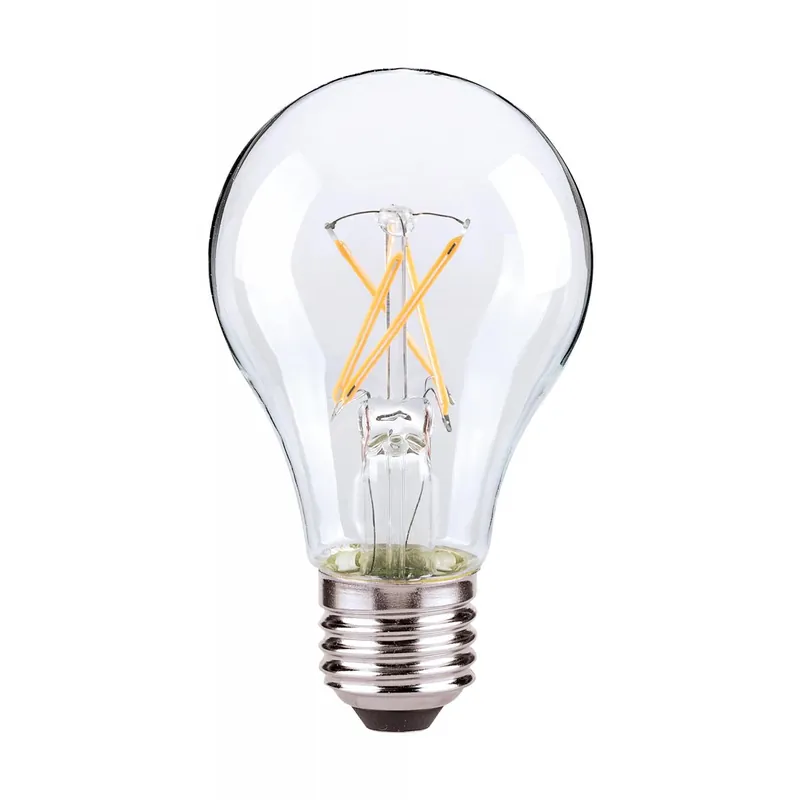SATCO S12463 8 Watt A19 LED; Clear; 3000K; Medium Base; 120 Volt; 4-Pack