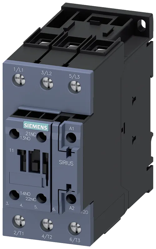 Siemens 3RT20351KB40 IEC Contactor With Varistor, 24 VDC Coil, 40 A, 3NO Contact, 3 Poles