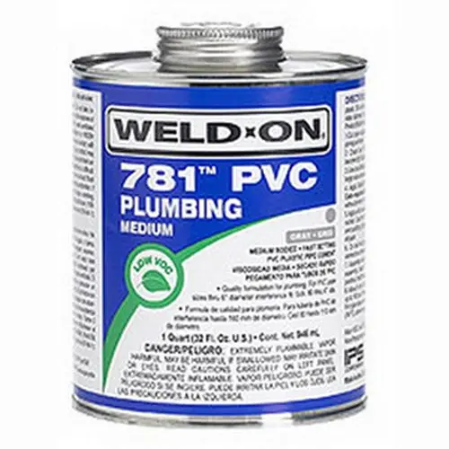 IPS Corporation 14008 Weld-On 781 Medium Bodied PVC Pipe Cement, 1/2 pt Metal Can, Clear