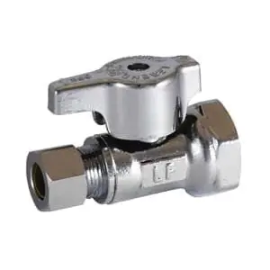 Legend Valve 114-703NL 1/2F x 3/8 OD T-596NL No Lead Chrome Brass 1/4 Turn Straight Stop Valve