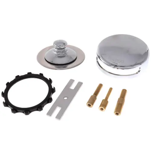 Watco 948700-PP-CP-G-3P Universal NuFit Innovator Stainless Steel 3-Pin Push Pull Drain Trim Kit with Grid, Chrome-Plated
