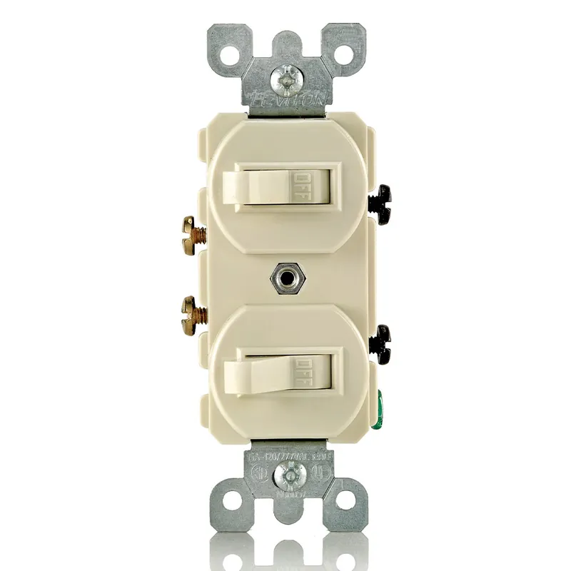 Traditional Devices 5224-2I 120/277 VAC 15 Amp 1-Pole 1/2 Hp Ivory Thermoplastic Grounding Duplex Combination Switch