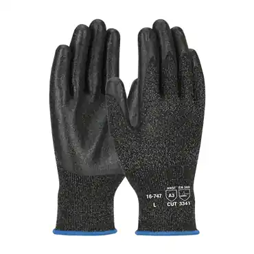 PIP 16-747/M Black Knit Wrist Cuff PVC Medium Cut-Resistant Gloves