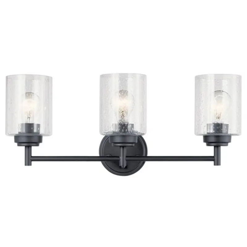 Kichler 45886BK Winslow 75W 3-Light Medium E-26 Incandescent Vanity Fixture in Black