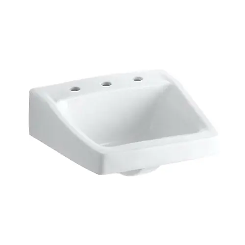 Kohler K-1724-0 Chesapeake Vitreous China 3-Hole Single-Bowl Rectangular Wall Mount Bathroom Sink