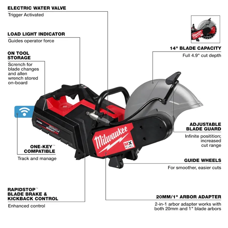 Milwaukee MXF315-2XC MX FUEL 14 Cut-Off Saw w/ RAPIDSTOP Brake Kit