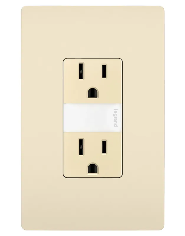 Pass & Seymour NTL885TRLACC6 Night Light and Straight Blade Receptacle 15A 125V Tamper-Resistant Duplex Outlet Light Almond