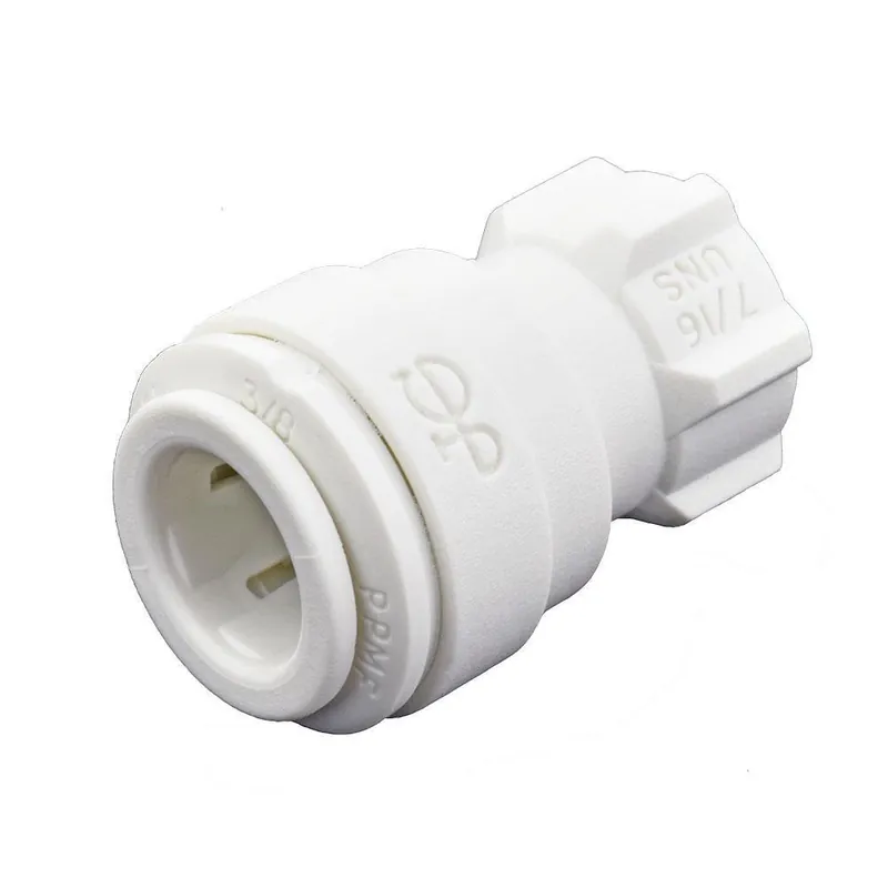 John Guest PP3212U7W 3/8 x 7/16 in. OD Tube x UNS Reducing Polypropylene Bulkhead Union Connector with EPDM O-Ring Seal