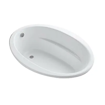 Kohler K-1163-S1-0 Sunward Acrylic End Drain Drop-In Oval Bathtub