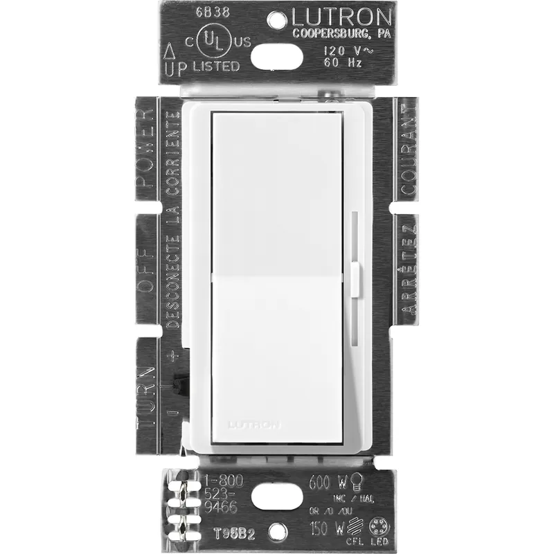 Lutron DVSCLV-600P-SW 450 W 120 Volt Snow 1-Pole Magnetic Low Voltage Paddle Switch Preset Dimmer