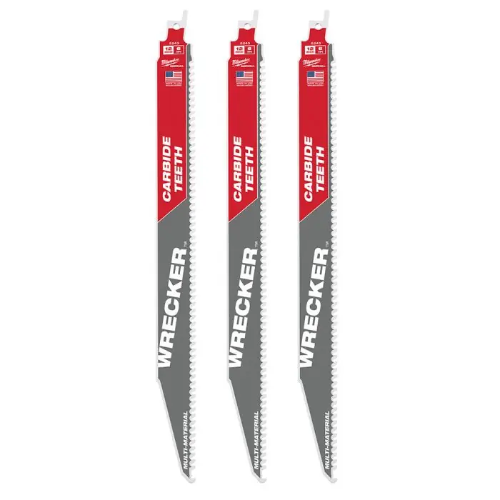 Milwaukee 48005343 12 6 TPI The Wrecker with Carbide Teeth SAWZALL Blade 3PK