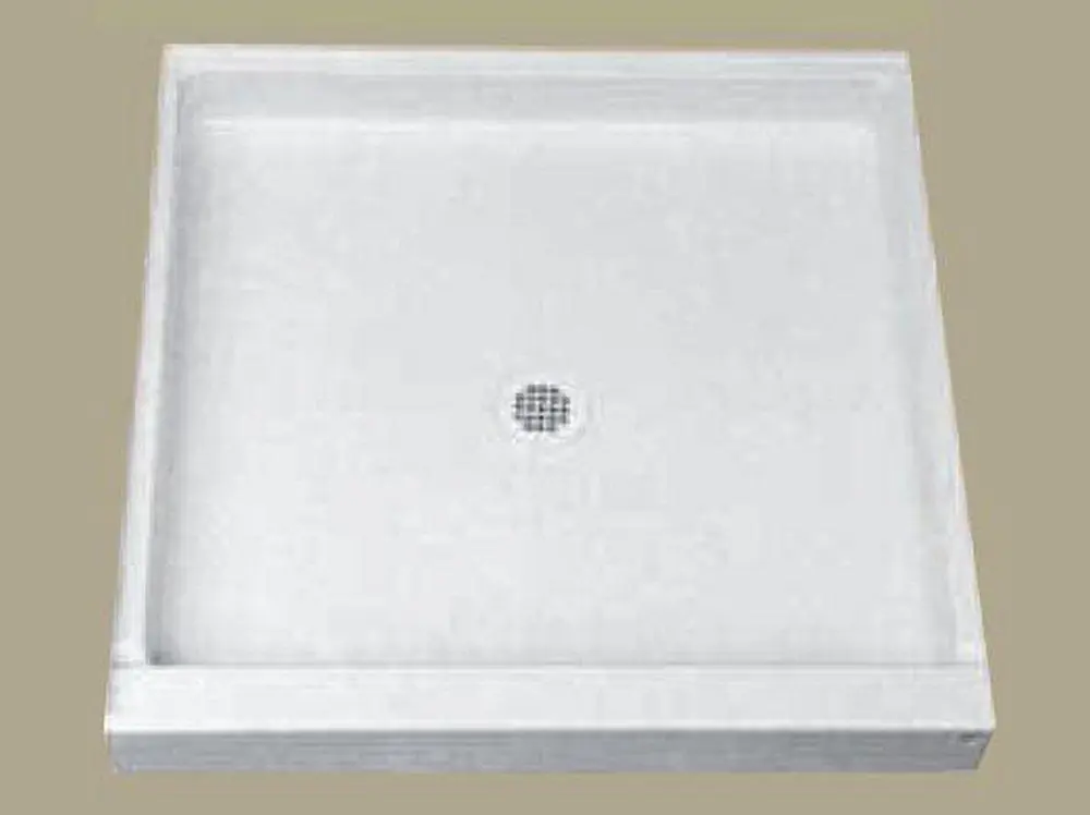 Florestone 4834-1 The Edge 48 in x 34 in Shower Base with Center Drain in White